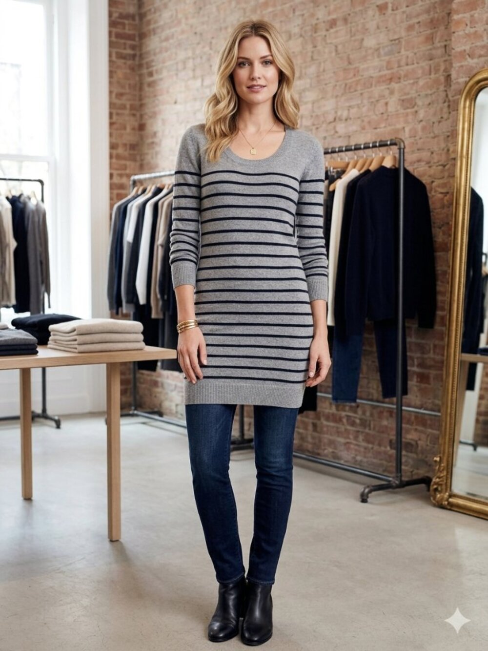 Rag & Bone New York Striped Wool Cashmere Sweater Mini Dress Size Small